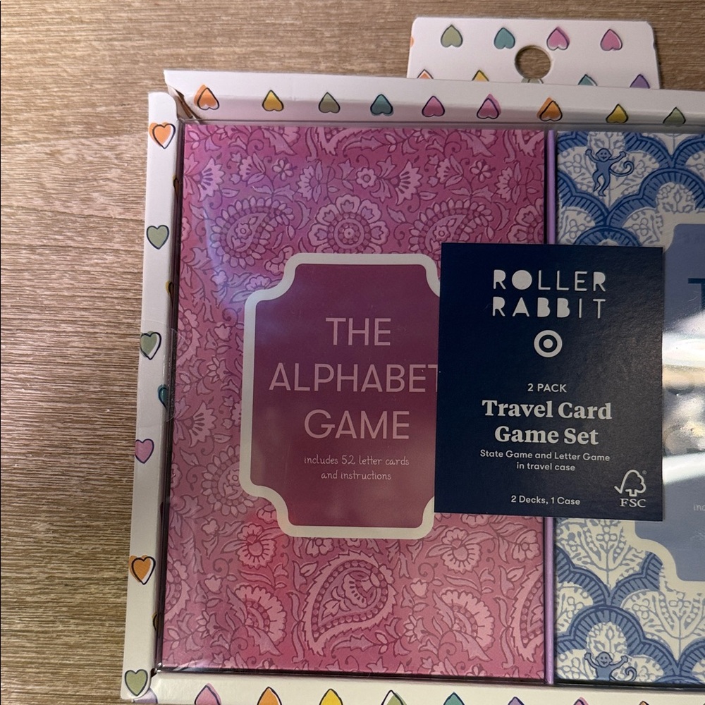 Rare! Roller Rabbit Pink & Blue Travel Card Game Set Authentic - Picture 3 of 4